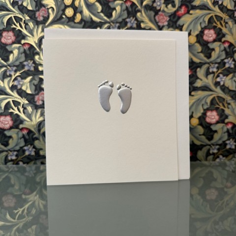Baby card - Wee silver baby feet