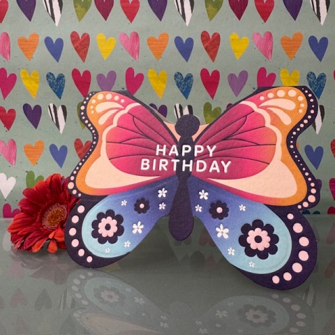 Birthday card - Happy birthday butterfly cut-out card