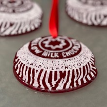 Fused glass hanging decoration Tunnock's Teacake - Made in Scotland